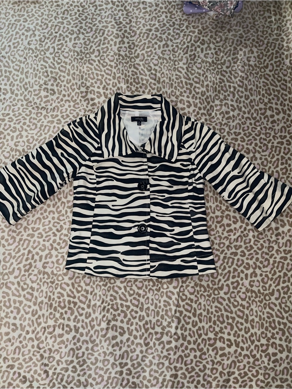 Rafaella Black & White Zebra-Print Blazer